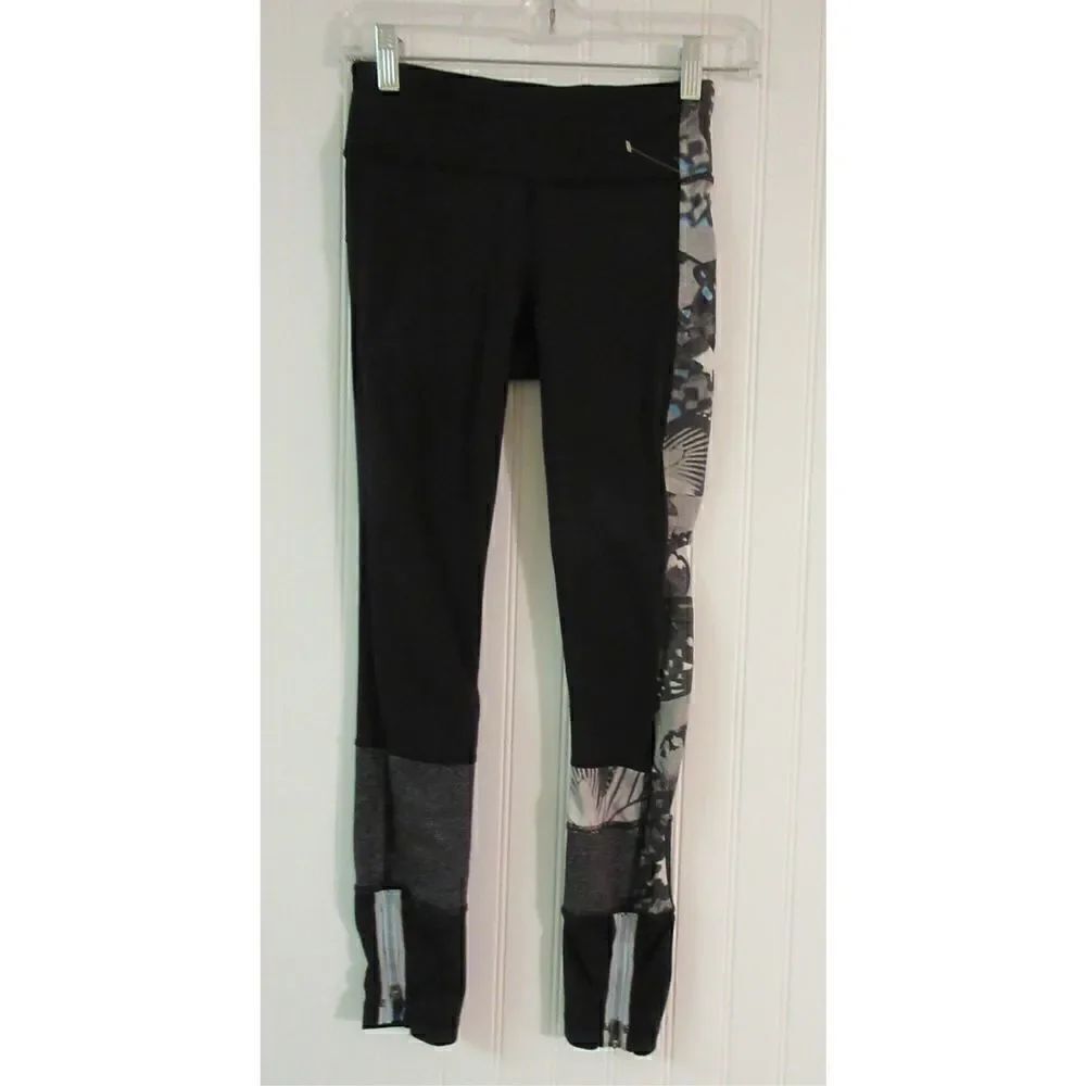 Lululemon athleisure yoga pants butterfly contrast sz 2